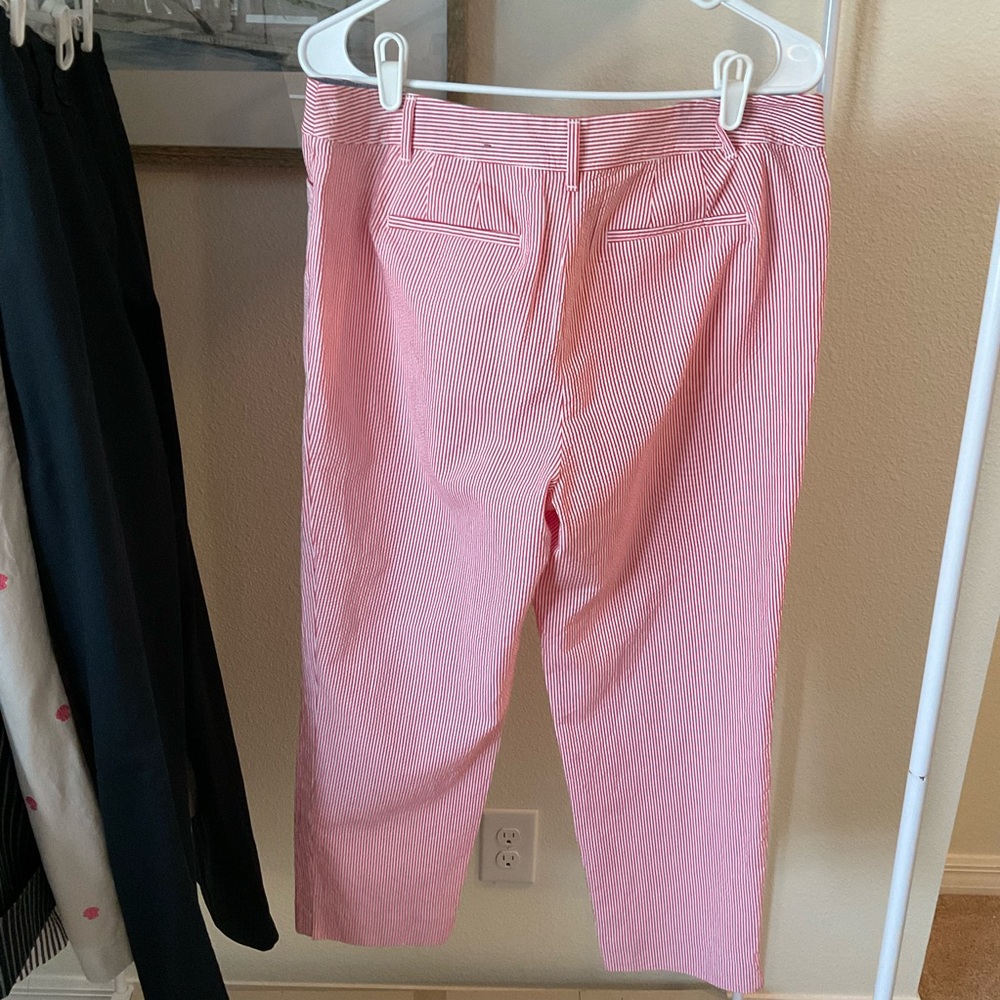 Talbots Red and White Striped Seersucker Crop Pants Size 10 - Woman - Picture 2 of 8